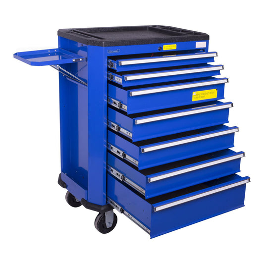 Steel tool cabinet with 7 drawers and castors