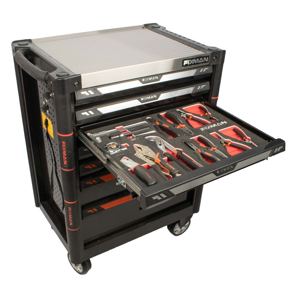 Economy line tool cabinet with 145 pieces and 7 drawers with wheels