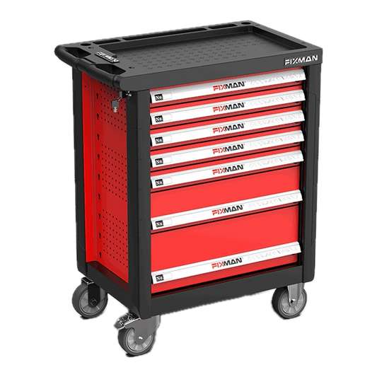 Empty 7-drawer tool cabinet with wheels