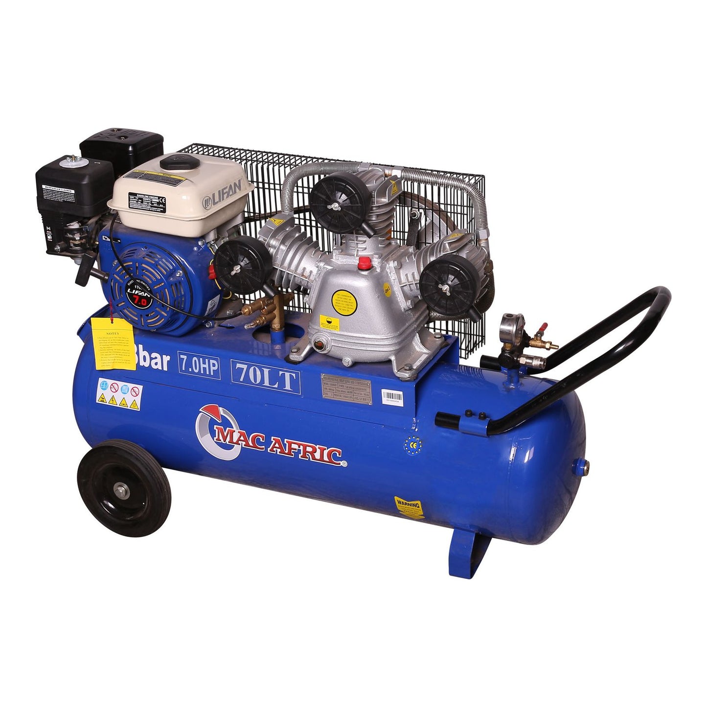 70 litre 5 KW (7 HP) petrol belt driven compressor