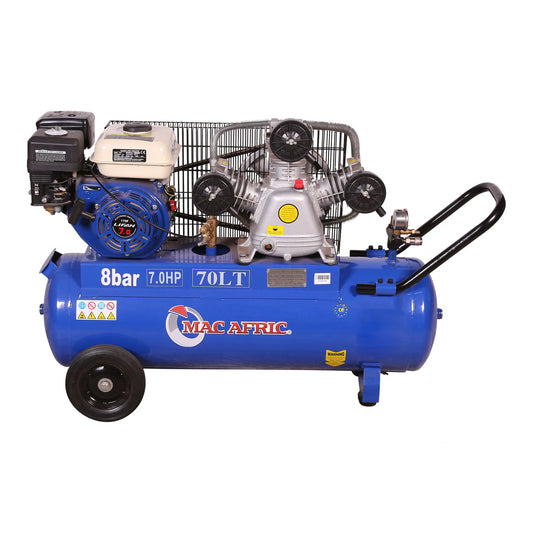 70 litre 5 KW (7 HP) petrol belt driven compressor
