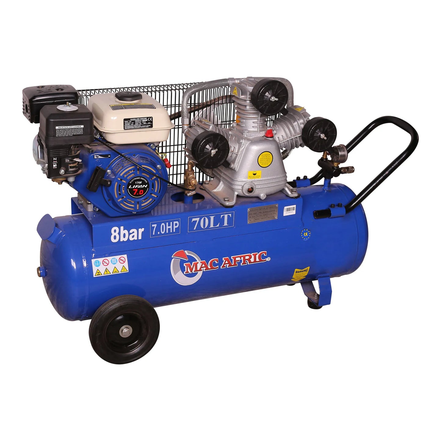 70 litre 5 KW (7 HP) petrol belt driven compressor