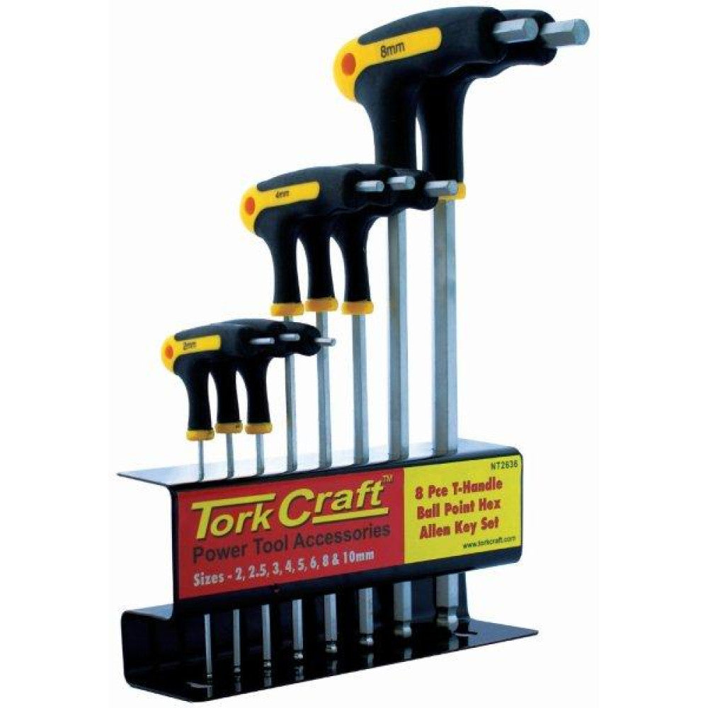 8 Piece Ballpoint T-Handle Allen Wrench Set