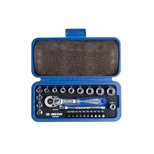 25-Piece 6-Bit 1/4" Socket Wrench Set