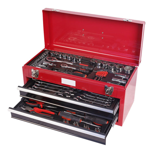 90-piece tool set with metal case with drawers