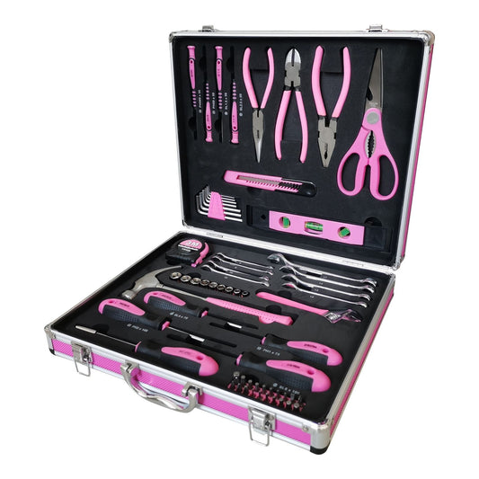 63-piece pink tool set with aluminum case