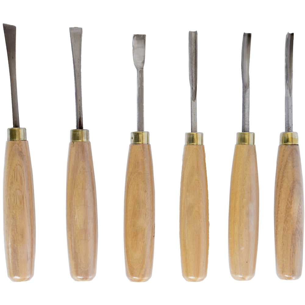 6 Piece Wood Carving Chisel Set in Wooden Box