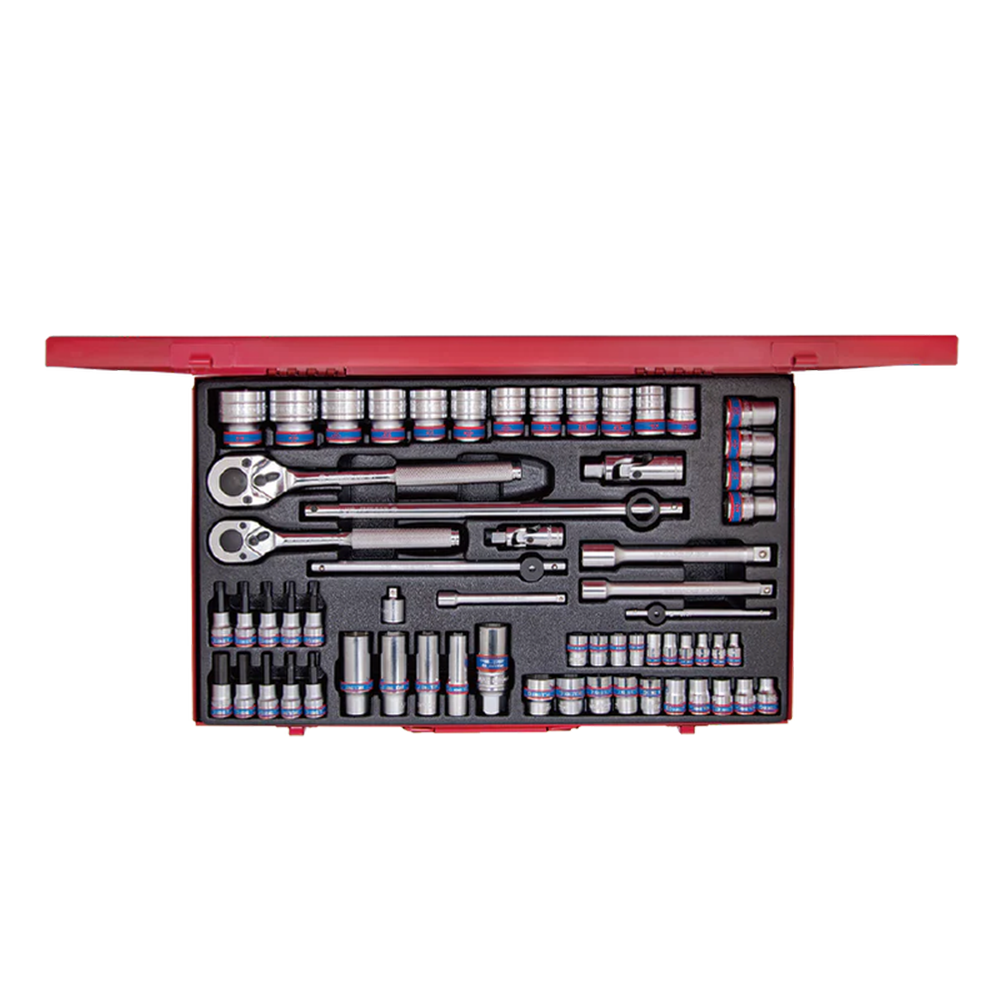 62-Piece 1/4", 3/8" and 1/2" Combination Socket Set