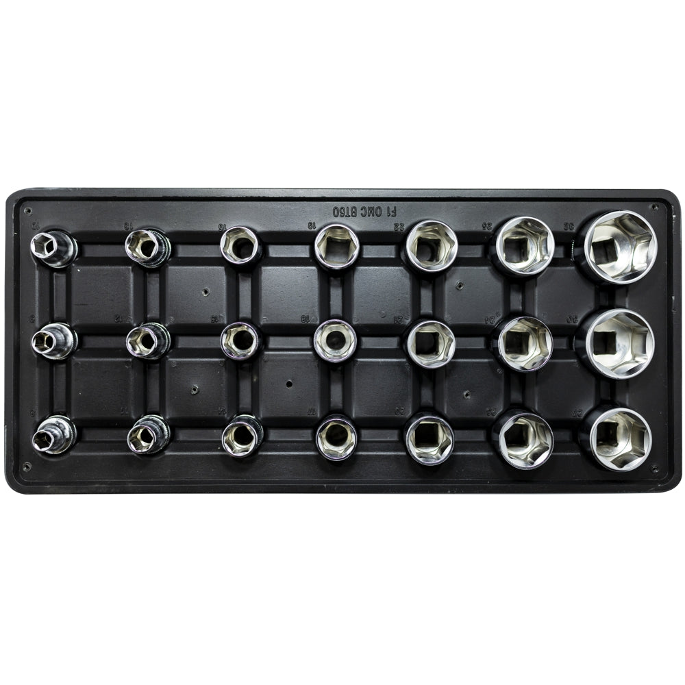 21-piece socket set with a tray