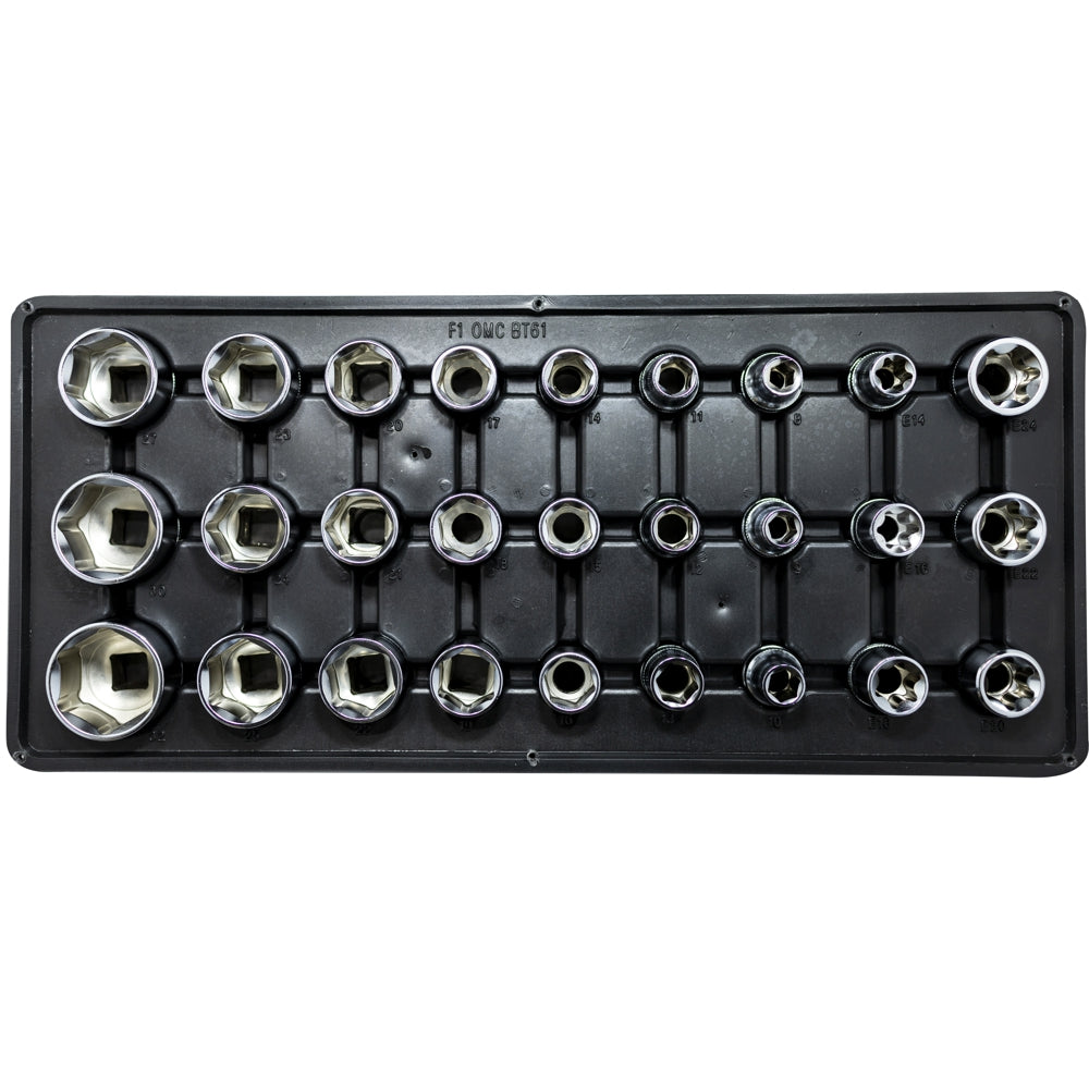 27-piece socket set with a tray