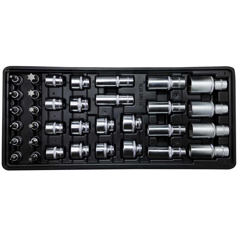 34-piece socket set with a tray