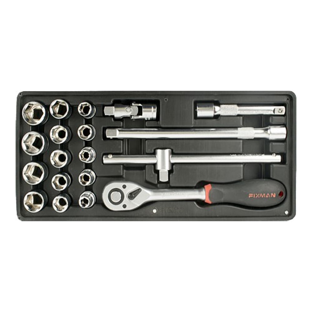 19-Piece 1/2" Ratchet and Drive Set with Tray