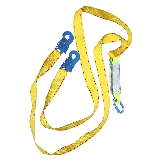 Double cord with shock absorber and carabiner