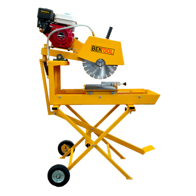 Petrol powered brick and tile cutter with frame support