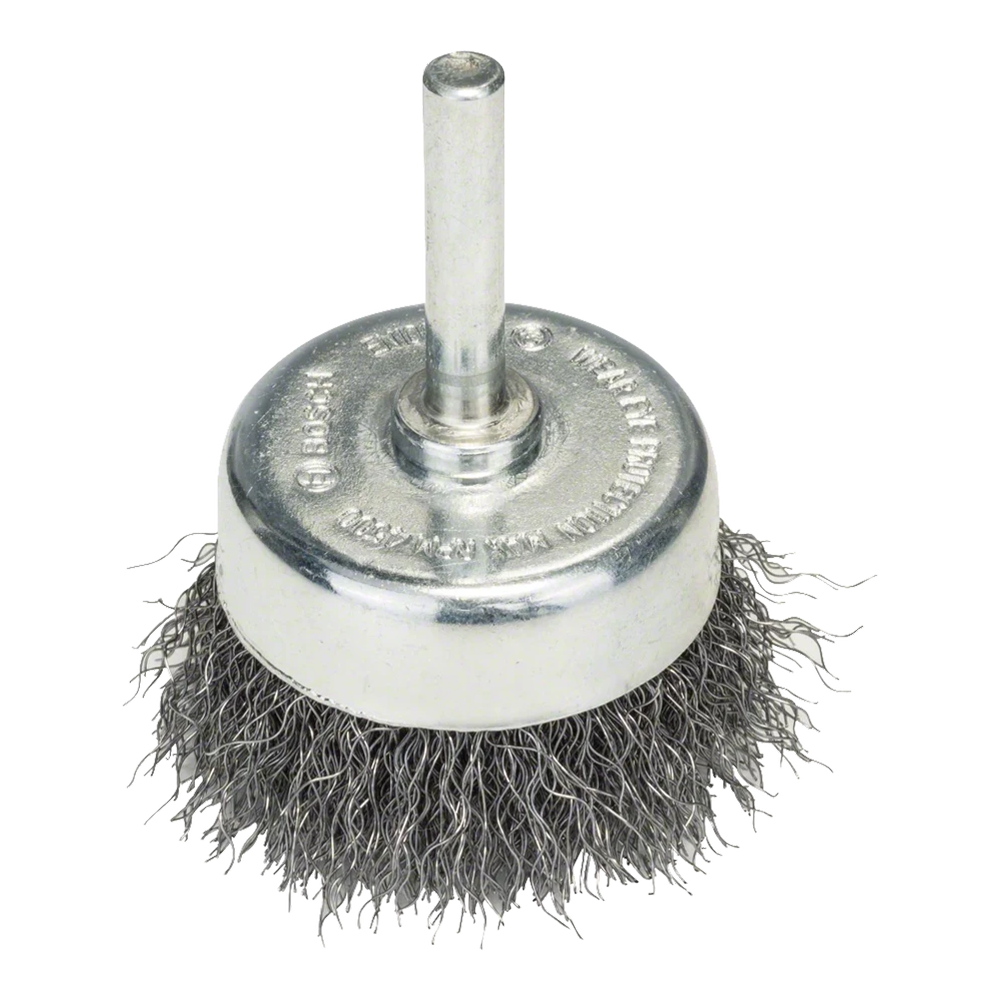 Professional cup brush with crimped steel shaft