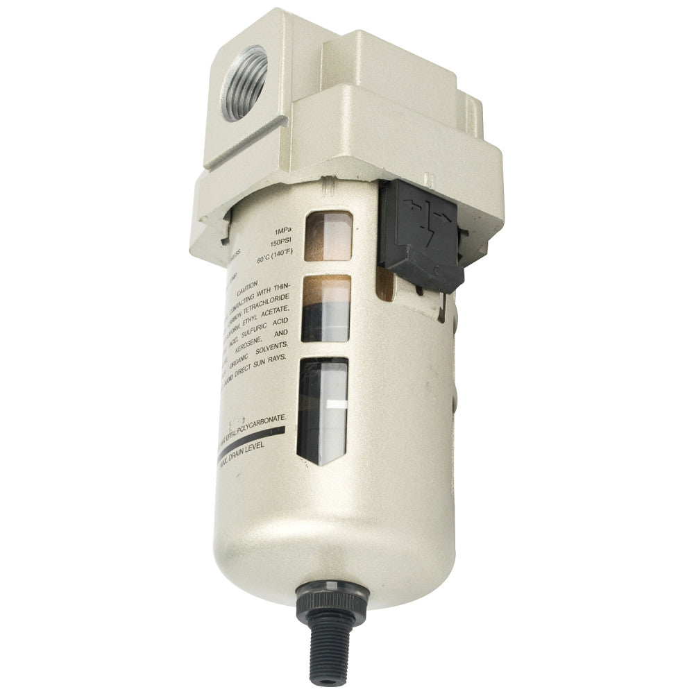 In-line water trap filter and 1/4" BSP regulator with automatic drain