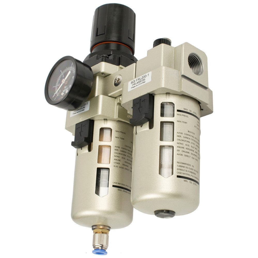 1/2" BSP inline filter, regulator and lubricator