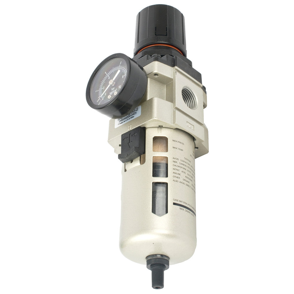 1/2" BSP inline filter and regulator with automatic drain