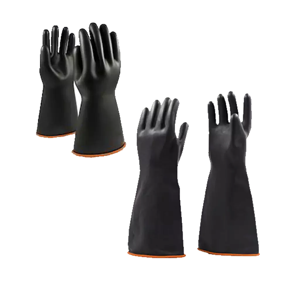 Black industrial rubber glove with smooth palm