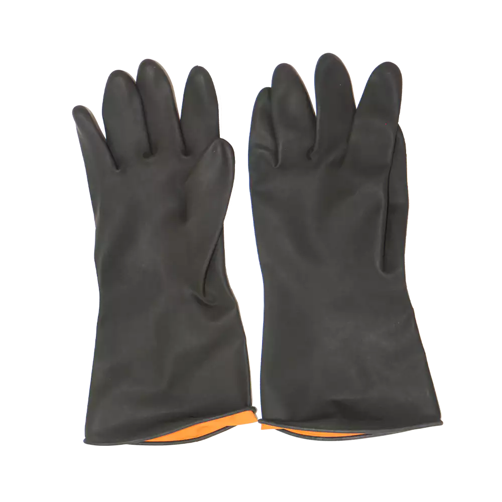 Black industrial rubber glove with smooth palm