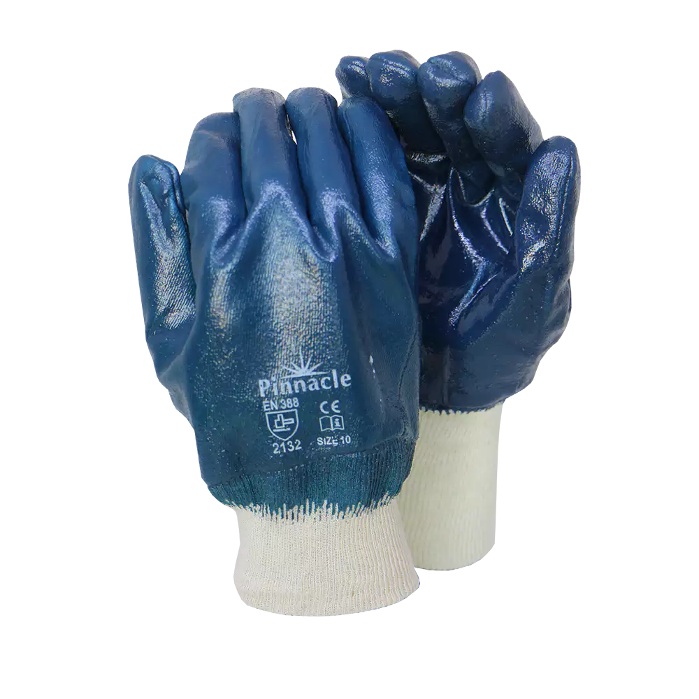 Blue nitrile knit wrist glove
