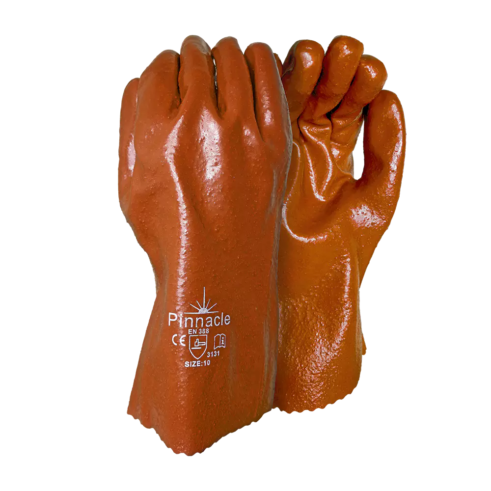 Heavy Duty Open Cuff Glove with Brown PVC Rough Palm