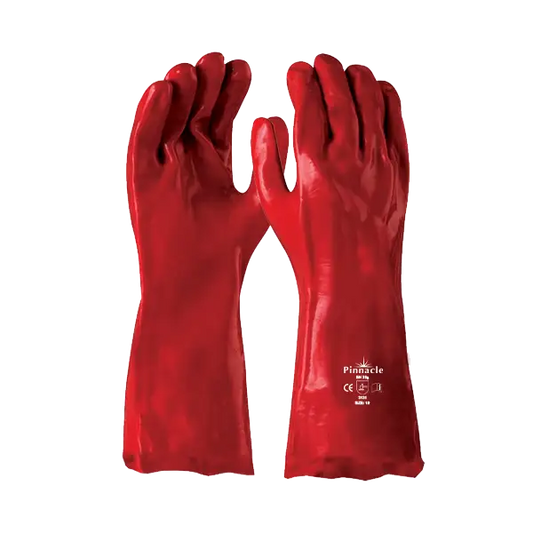 Luva de punho aberto vermelho em PVC