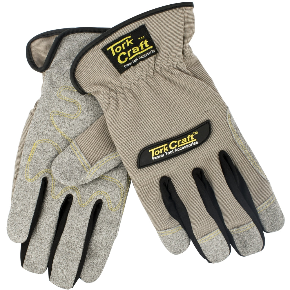 Spandex mechanic glove with synthetic leather palm