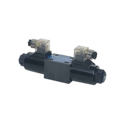 NG6 DC Dual Solenoid Centered Spring Loaded Valve with A and B Blocked with P Open to T in Center