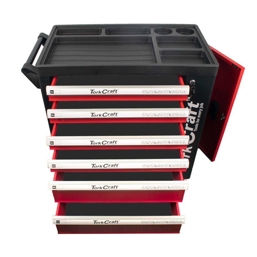 6-drawer, 1-door tool cabinet with wheels