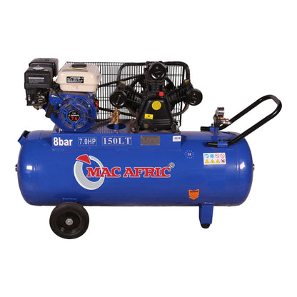 150 litre 5 KW (7 HP) petrol belt driven compressor