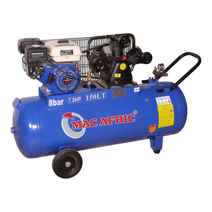 150 litre 5 KW (7 HP) petrol belt driven compressor