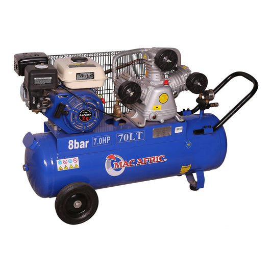 Compressor acionado por correia a gasolina de 70 litros 5 KW (7 HP)