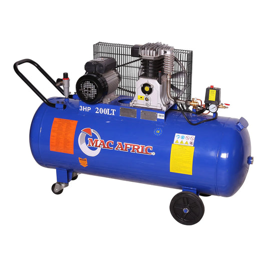 200 litre belt driven compressor, 2.2 KW (3 HP) 230 V
