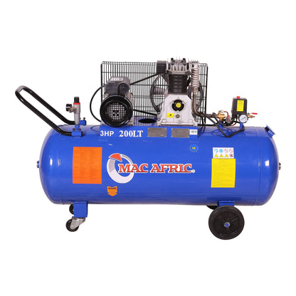 200 litre belt driven compressor, 2.2 KW (3 HP) 230 V