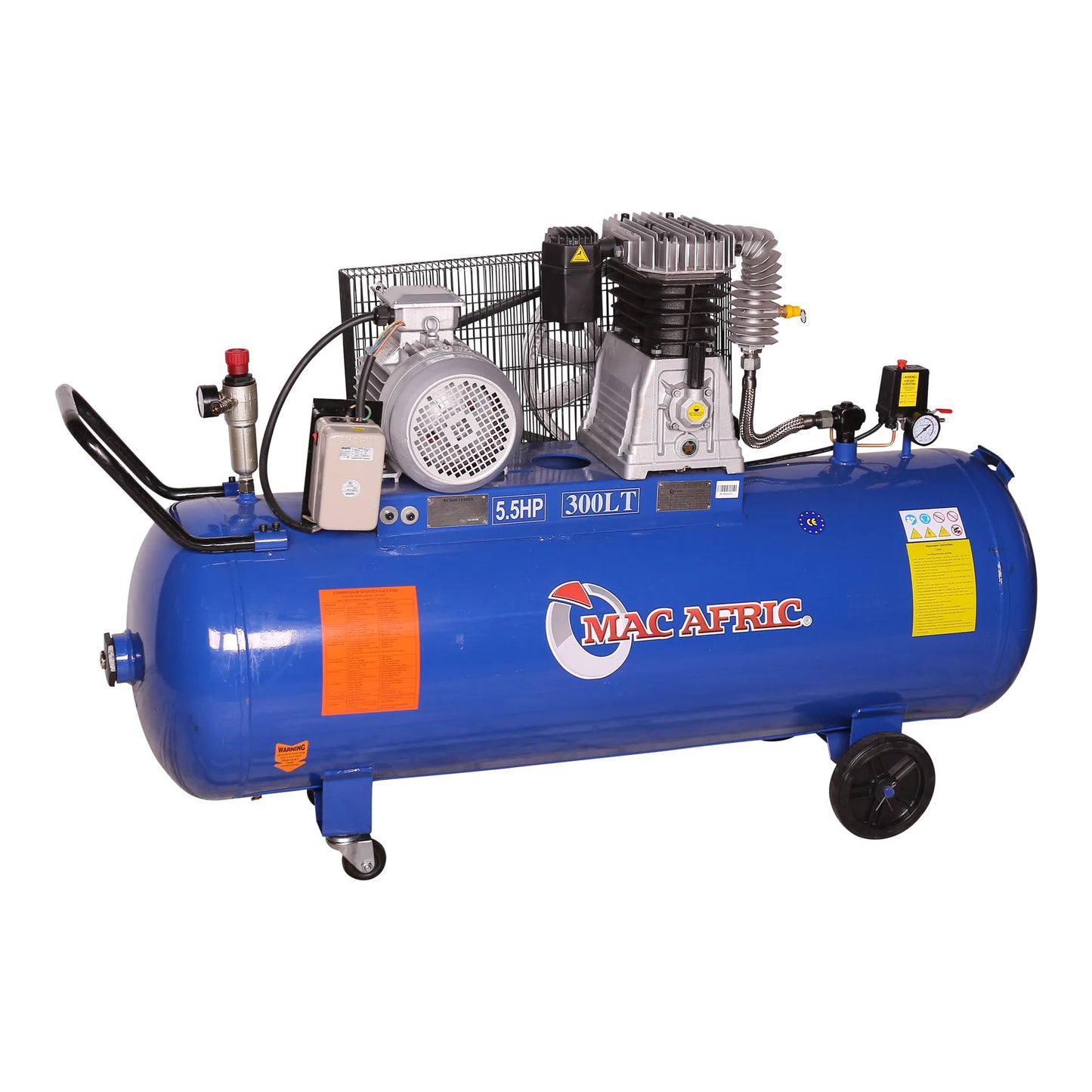300 litre belt driven compressor, 4 KW (5.5 HP) 380 V