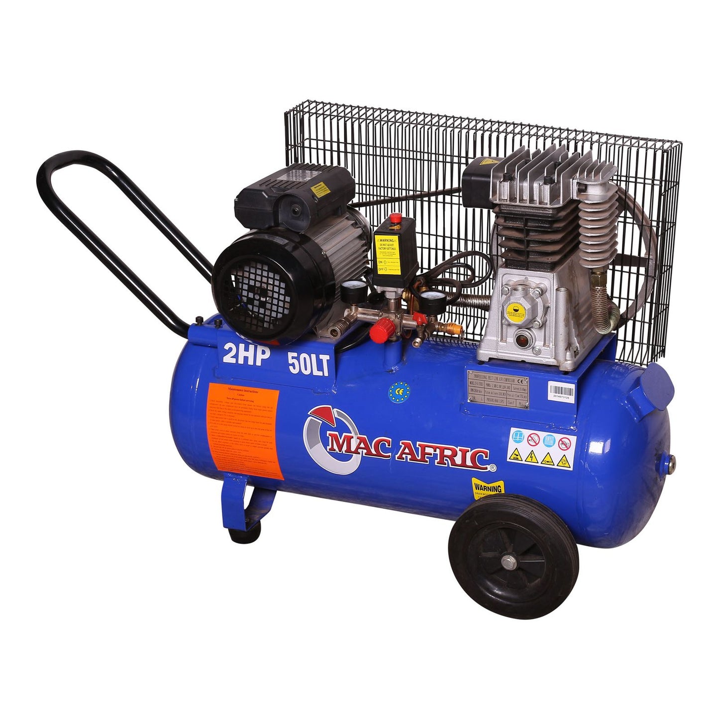50 litre belt driven compressor, 1.5 KW (2 HP) 230 V