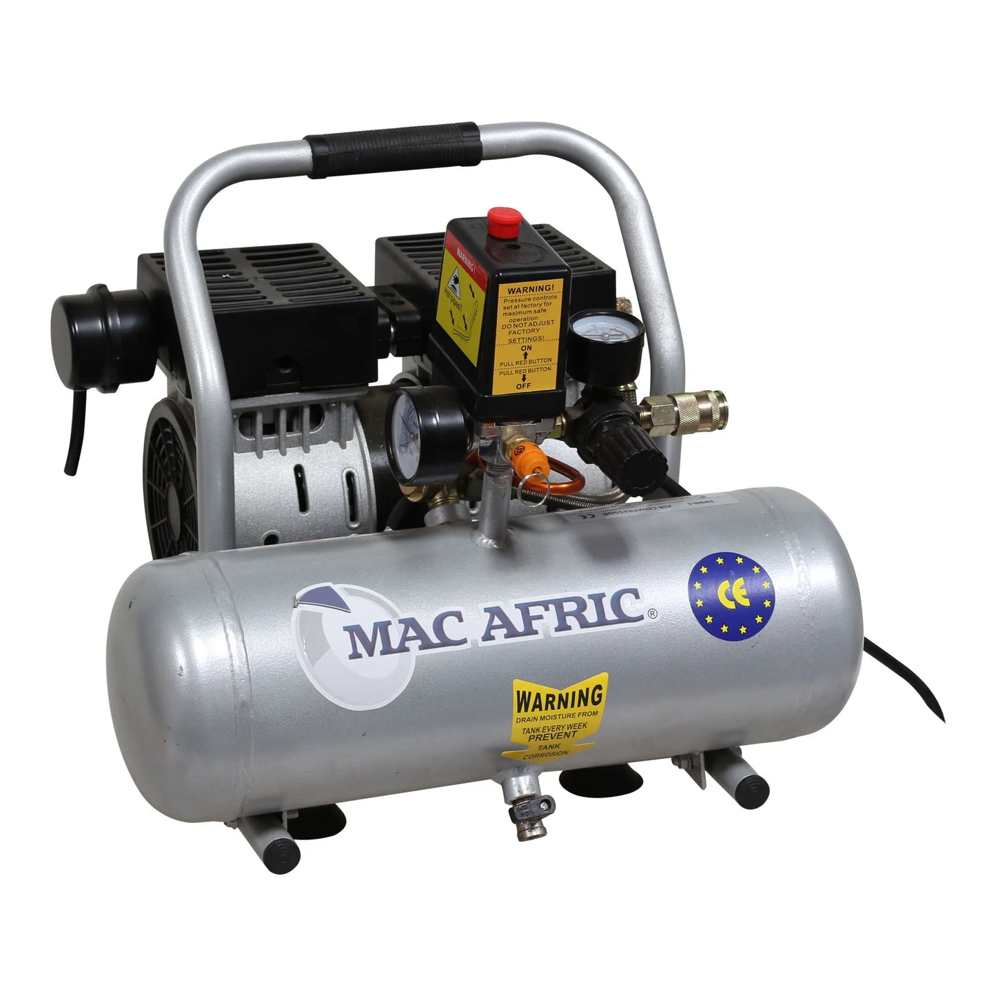 6 Liter Oil-Free Air Compressor, 0.75 KW (3/4 HP) 230 V (Aluminum Tank)