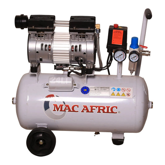 Professional silent air compressor, 24 liters, 0.6 KW (0.8 HP) 230 V, oil-free