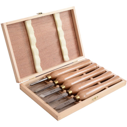 5 Pieces 270mm HSS Wood Turning Chisel Set in Wooden Box