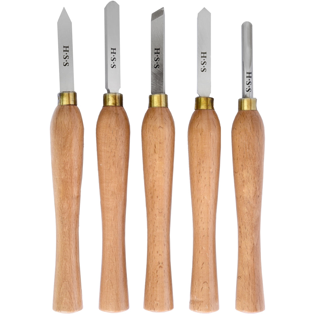 5 Pieces 270mm HSS Wood Turning Chisel Set in Wooden Box