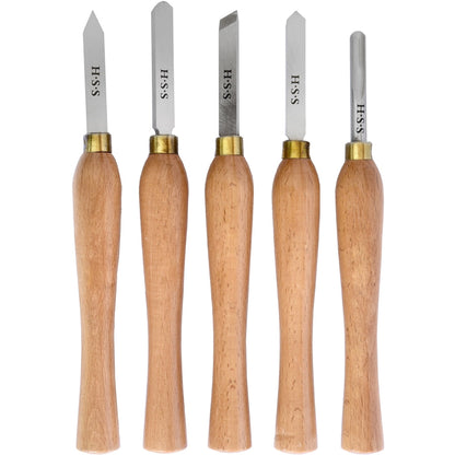 5 Pieces 270mm HSS Wood Turning Chisel Set in Wooden Box