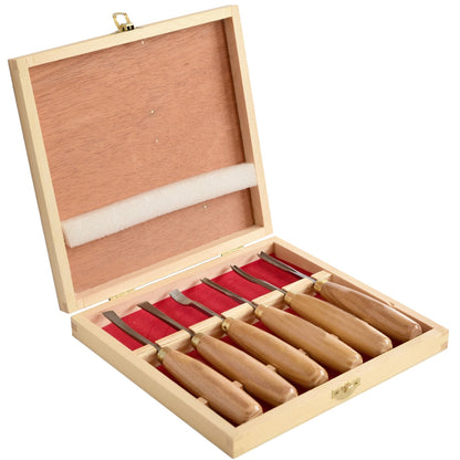 6 Piece Wood Carving Chisel Set in Wooden Box
