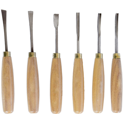 6 Piece Wood Carving Chisel Set in Wooden Box