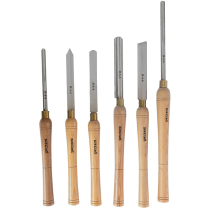 6 Pieces HSS Wood Turning Chisel Set in Wooden Box