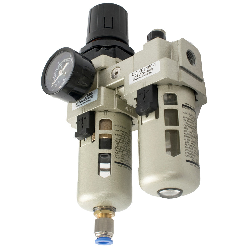 1/4" BSP inline filter, regulator and lubricator