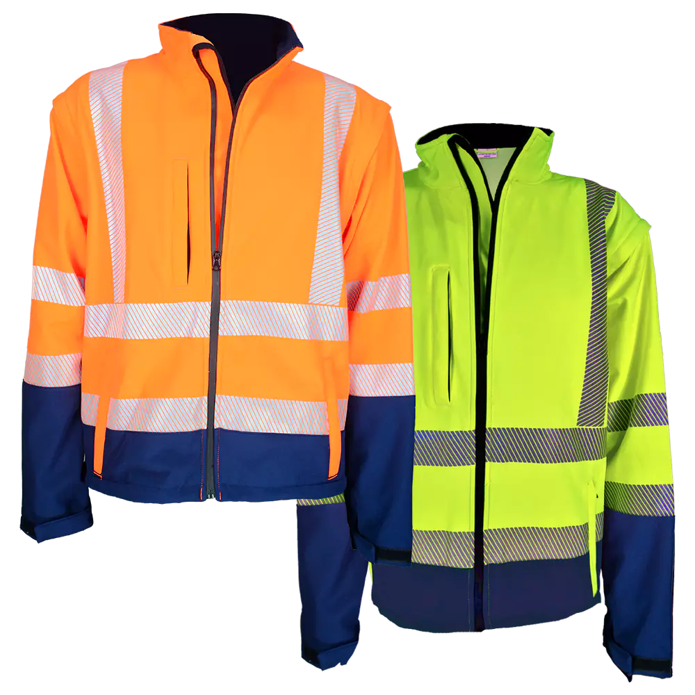 Two-tone softshell jacket with zipped sleeves